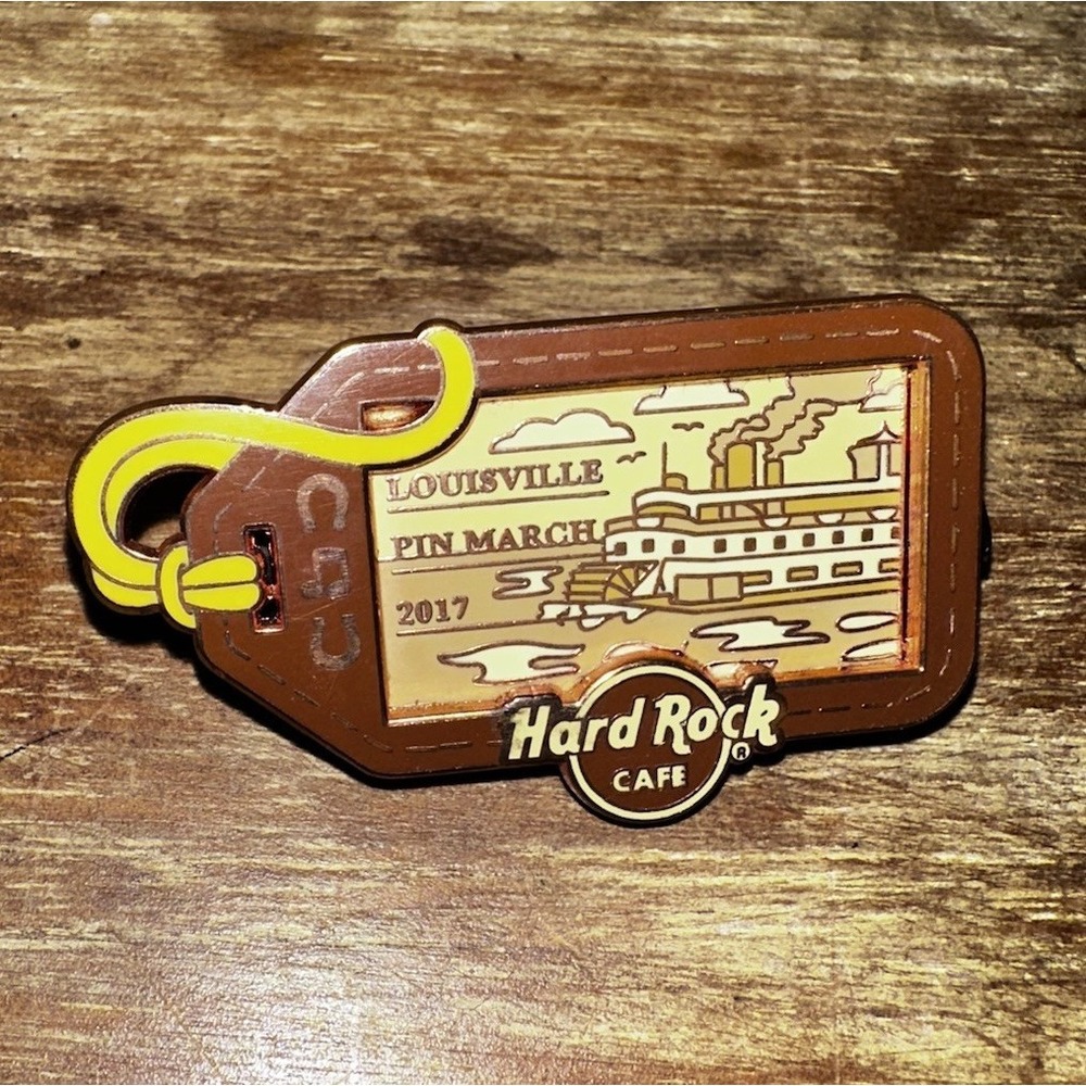 HARD ROCK CAFE LOUISVILLE 3D PIN MARCH LUGGAGE TAG WITHRIVERBOAT PIN # 93458
